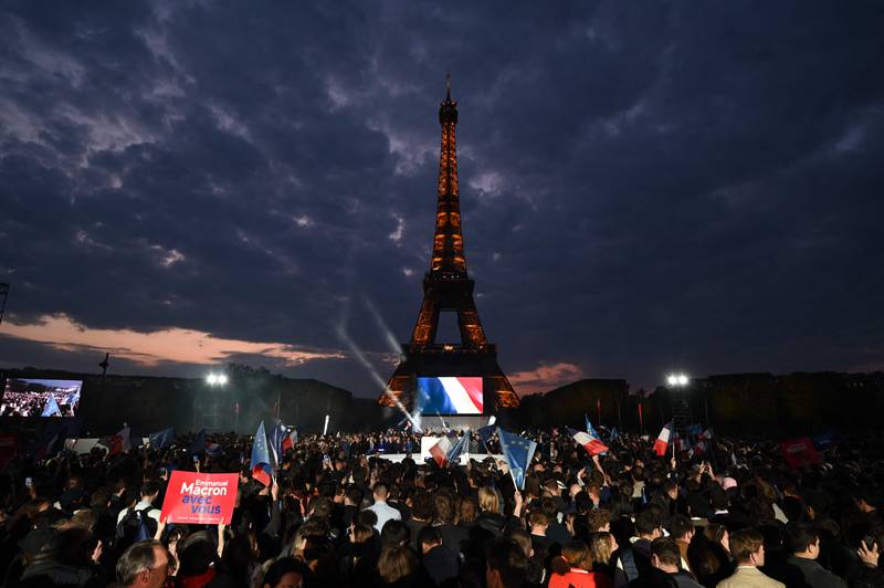 'I’m not the candidate of one camp any more, but the president of all,' Mr Macon said shortly after his re-election. AFP